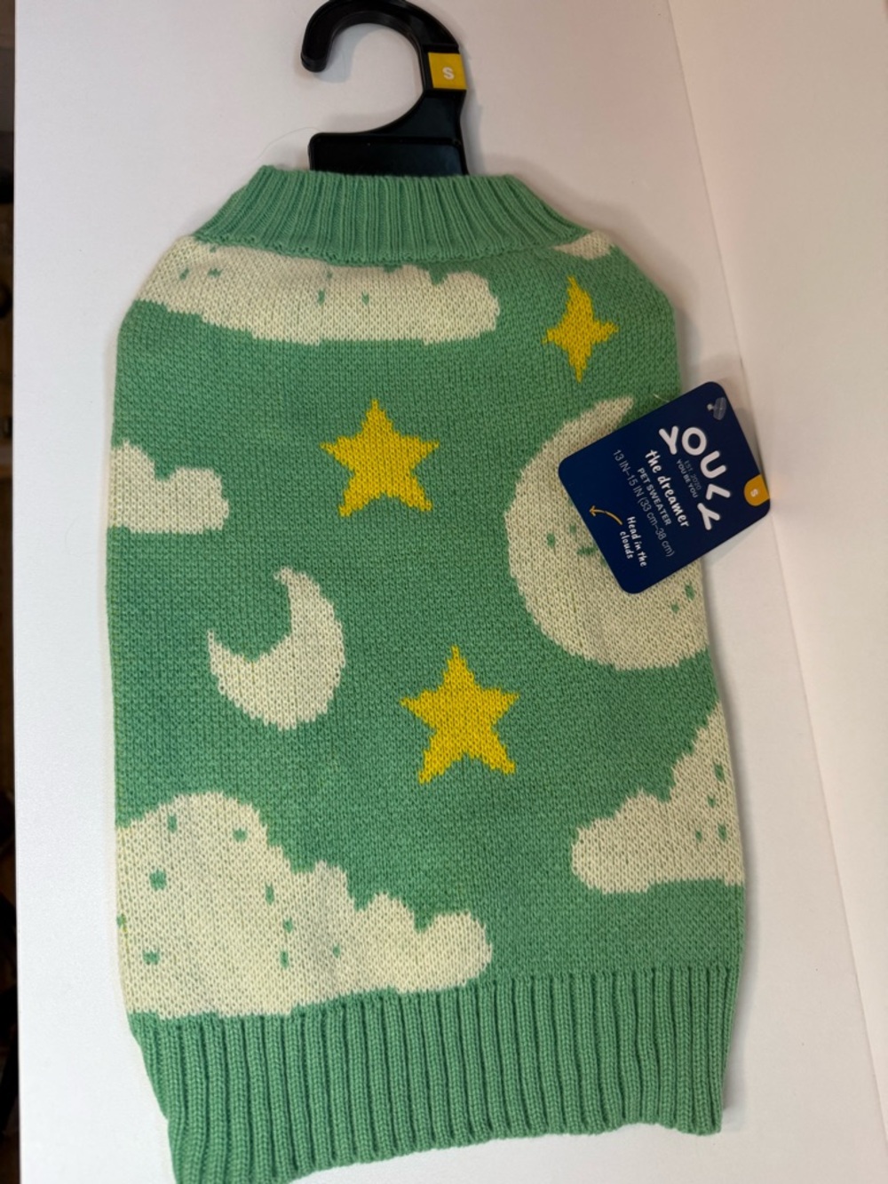 YousL Green Cloud & Star Knit Dog Sweater